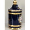 VASO con COPERCHIO PORCELLANA Sevres BLU ORO DECORO Bouquet Fiori JAR WITH LID