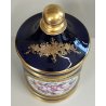 VASO con COPERCHIO PORCELLANA Sevres BLU ORO DECORO Bouquet Fiori JAR WITH LID