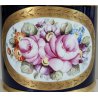 VASO con COPERCHIO PORCELLANA Sevres BLU ORO DECORO Bouquet Fiori JAR WITH LID