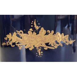 VASO con COPERCHIO PORCELLANA Sevres BLU ORO DECORO Bouquet Fiori JAR WITH LID