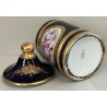 VASO con COPERCHIO PORCELLANA Sevres BLU ORO DECORO Bouquet Fiori JAR WITH LID