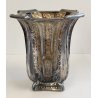 ANTICO VASO VETRO AMBRA COSTOLATO ARGENTO anni 20 Art Nouveau GLASS SILVER VASE