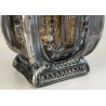 ANTICO VASO VETRO AMBRA COSTOLATO ARGENTO anni 20 Art Nouveau GLASS SILVER VASE