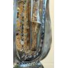 ANTICO VASO VETRO AMBRA COSTOLATO ARGENTO anni 20 Art Nouveau GLASS SILVER VASE