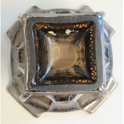 ANTICO VASO VETRO AMBRA COSTOLATO ARGENTO anni 20 Art Nouveau GLASS SILVER VASE
