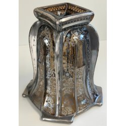 ANTICO VASO VETRO AMBRA COSTOLATO ARGENTO anni 20 Art Nouveau GLASS SILVER VASE