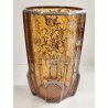 ANTICO VASO VETRO AMBRA OTTAGONALE ARGENTO anni 30 Art Déco GLASS SILVER VASE