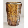 ANTICO VASO VETRO AMBRA OTTAGONALE ARGENTO anni 30 Art Déco GLASS SILVER VASE