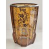 ANTICO VASO VETRO AMBRA OTTAGONALE ARGENTO anni 30 Art Déco GLASS SILVER VASE