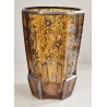 ANTICO VASO VETRO AMBRA OTTAGONALE ARGENTO anni 30 Art Déco GLASS SILVER VASE