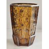 ANTICO VASO VETRO AMBRA OTTAGONALE ARGENTO anni 30 Art Déco GLASS SILVER VASE