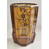 ANTICO VASO VETRO AMBRA OTTAGONALE ARGENTO anni 30 Art Déco GLASS SILVER VASE