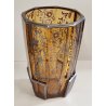 ANTICO VASO VETRO AMBRA OTTAGONALE ARGENTO anni 30 Art Déco GLASS SILVER VASE