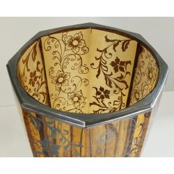 ANTICO VASO VETRO AMBRA OTTAGONALE ARGENTO anni 30 Art Déco GLASS SILVER VASE