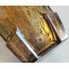 ANTICO VASO VETRO AMBRA OTTAGONALE ARGENTO anni 30 Art Déco GLASS SILVER VASE