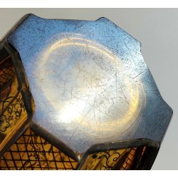 ANTICO VASO VETRO AMBRA OTTAGONALE ARGENTO anni 30 Art Déco GLASS SILVER VASE