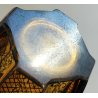 ANTICO VASO VETRO AMBRA OTTAGONALE ARGENTO anni 30 Art Déco GLASS SILVER VASE