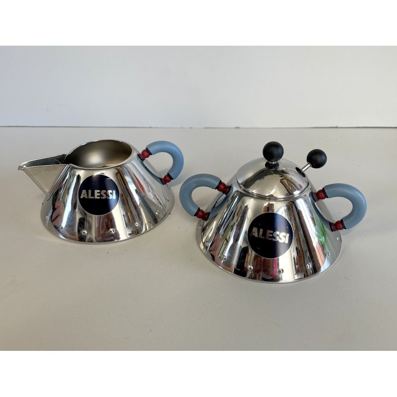 ALESSI set ZUCCHERIERA e LATTIERA modelli 9097- 9096 MICHAEL GRAVES acciaio