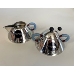 ALESSI set ZUCCHERIERA e LATTIERA modelli 9097- 9096 MICHAEL GRAVES acciaio