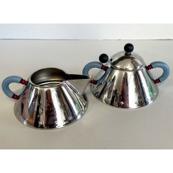 ALESSI set ZUCCHERIERA e LATTIERA modelli 9097- 9096 MICHAEL GRAVES acciaio