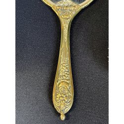 antico SET TOELETTA SPECCHIO e SPAZZOLA ricamo PETIT POINT vittoriano 1930/40