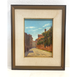 ANTICO QUADRO DIPINTO OLIO SU CARTONCINO BARTOLOMEO PIOVANO TORINO CENTRO '900