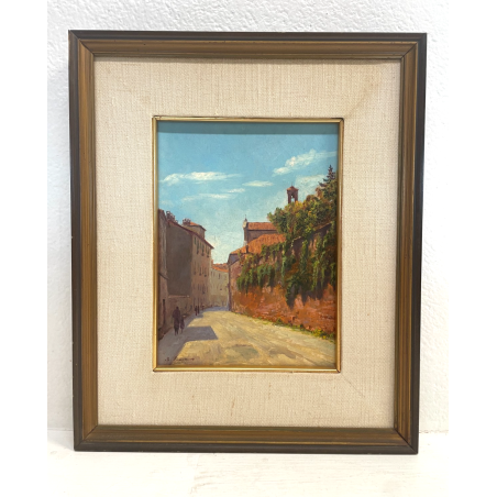 ANTICO QUADRO DIPINTO OLIO SU CARTONCINO BARTOLOMEO PIOVANO TORINO CENTRO '900