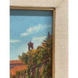 ANTICO QUADRO DIPINTO OLIO SU CARTONCINO BARTOLOMEO PIOVANO TORINO CENTRO '900