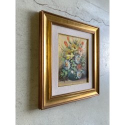 QUADRO DIPINTO OLIO TELA Luciano Lutring  NATURA MORTA VASO BOUQUET FIORI 1992