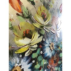 QUADRO DIPINTO OLIO TELA Luciano Lutring  NATURA MORTA VASO BOUQUET FIORI 1992