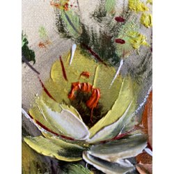 QUADRO DIPINTO OLIO TELA Luciano Lutring  NATURA MORTA VASO BOUQUET FIORI 1992