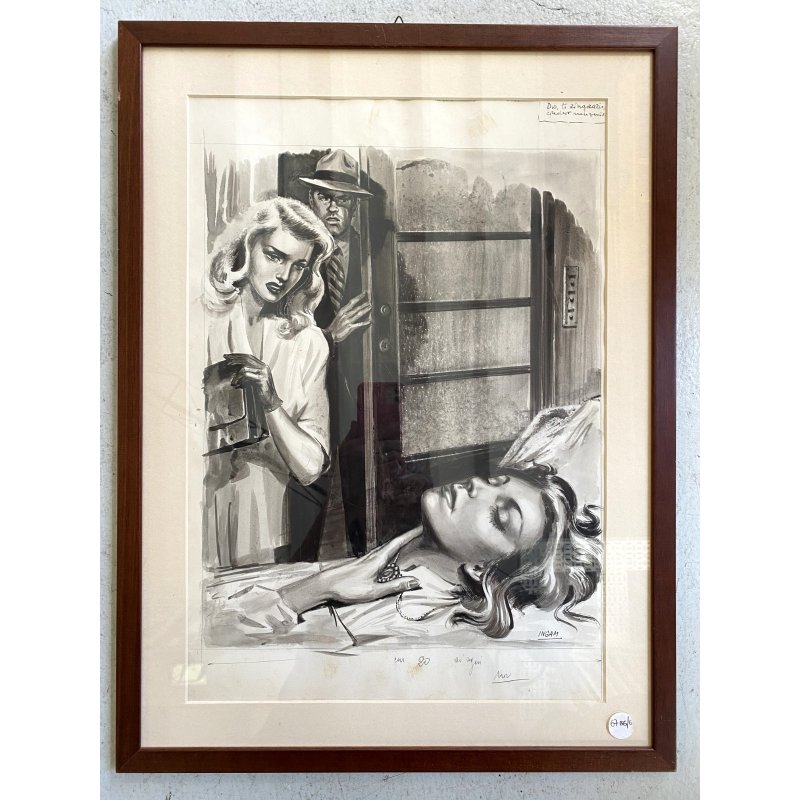 TAVOLA N. 33 V. Novelle ORIGINALE ILLUSTRAZIONE TEMPERA Enzo Magni (Ingam)  1950