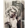 TAVOLA N. 33 V. Novelle ORIGINALE ILLUSTRAZIONE TEMPERA Enzo Magni (Ingam)  1950