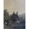 ANTICA STAMPA INCISIONE Après le combat (Le soir) MILITARIA GOUPIL PARIGI '800