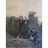 ANTICA STAMPA INCISIONE Après le combat (Le soir) MILITARIA GOUPIL PARIGI '800