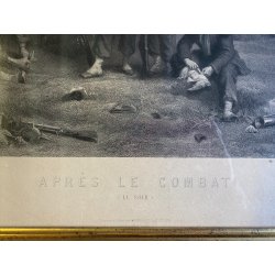 ANTICA STAMPA INCISIONE Après le combat (Le soir) MILITARIA GOUPIL PARIGI '800