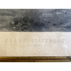 ANTICA STAMPA INCISIONE Avant L' Attaque (Le matin) MILITARIA GOUPIL PARIGI '800