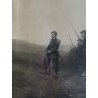 ANTICA STAMPA INCISIONE Avant L' Attaque (Le matin) MILITARIA GOUPIL PARIGI '800