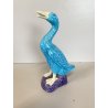 SCULTURA PORCELLANA CINESE STATUETTA PAPERA TURCHESE BASE VIOLA 16 cm/h ANNI '50