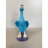 SCULTURA PORCELLANA CINESE STATUETTA PAPERA TURCHESE BASE VIOLA 16 cm/h ANNI '50