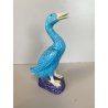 SCULTURA PORCELLANA CINESE STATUETTA PAPERA TURCHESE BASE VIOLA 16 cm/h ANNI '50