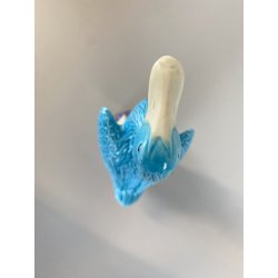 SCULTURA PORCELLANA CINESE STATUETTA PAPERA TURCHESE BASE VIOLA 16 cm/h ANNI '50