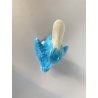 SCULTURA PORCELLANA CINESE STATUETTA PAPERA TURCHESE BASE VIOLA 16 cm/h ANNI '50