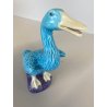 SCULTURA PORCELLANA CINESE STATUETTA PAPERA TURCHESE BASE VIOLA 16 cm/h ANNI '50