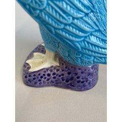 SCULTURA PORCELLANA CINESE STATUETTA PAPERA TURCHESE BASE VIOLA 16 cm/h ANNI '50