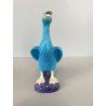 SCULTURA PORCELLANA CINESE STATUETTA PAPERA TURCHESE BASE VIOLA 16 cm/h VINTAGE