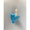 SCULTURA PORCELLANA CINESE STATUETTA PAPERA TURCHESE BASE VIOLA 16 cm/h VINTAGE
