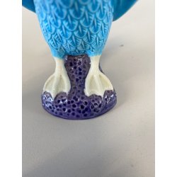 SCULTURA PORCELLANA CINESE STATUETTA PAPERA TURCHESE BASE VIOLA 16 cm/h VINTAGE