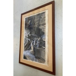TAVOLA  ILLUSTRAZIONE ORIGINALE TEMPERA V. Novelle Enzo Magni (Ingam)  1950