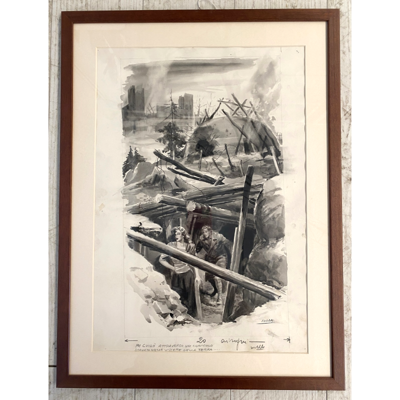 TAVOLA N. 34 V. Novelle ORIGINALE ILLUSTRAZIONE TEMPERA Enzo Magni (Ingam)  1950